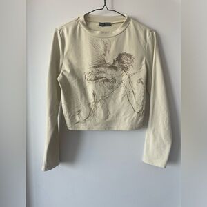 cropped graphic long tee